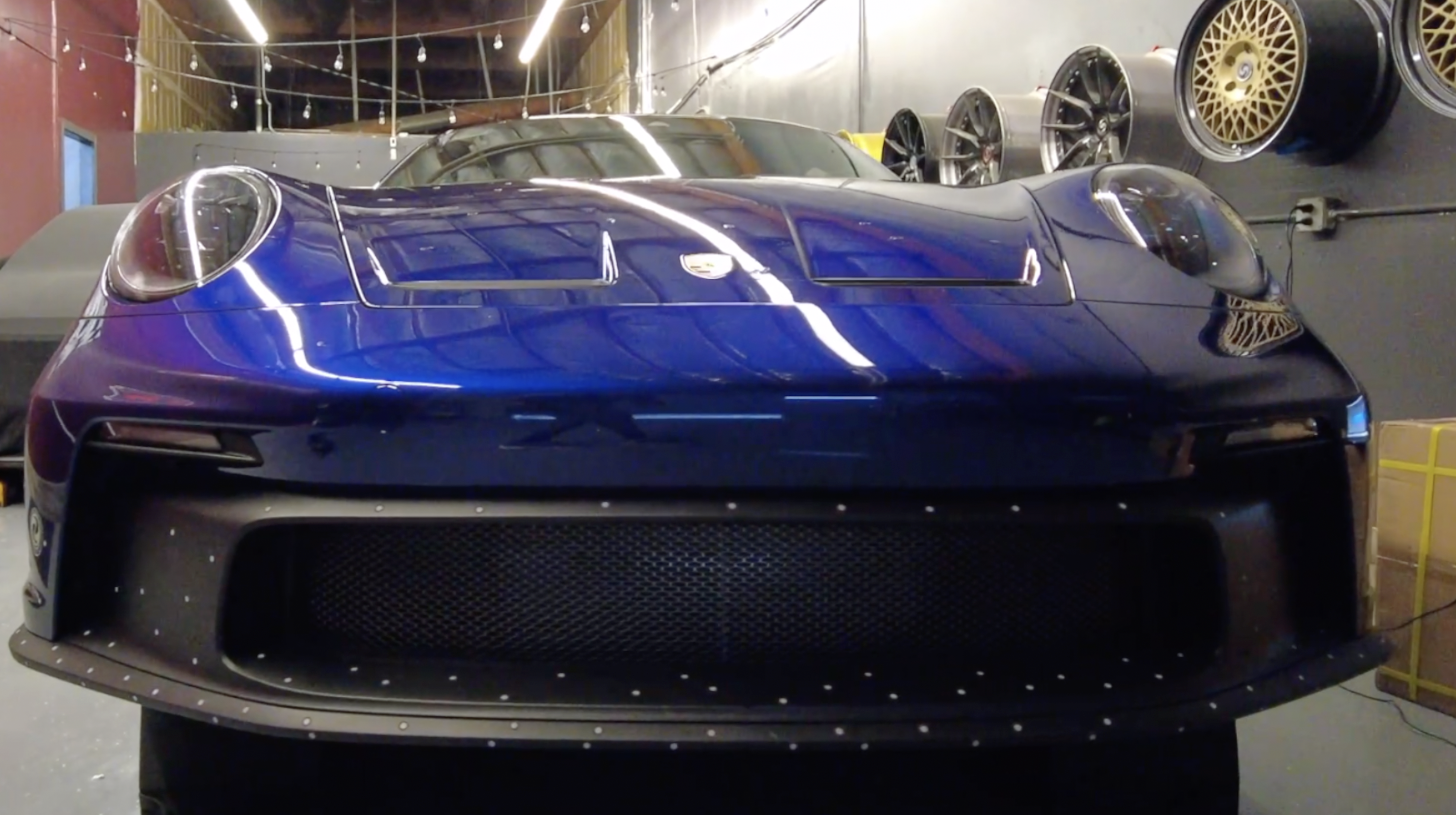 The front end of a Porsche